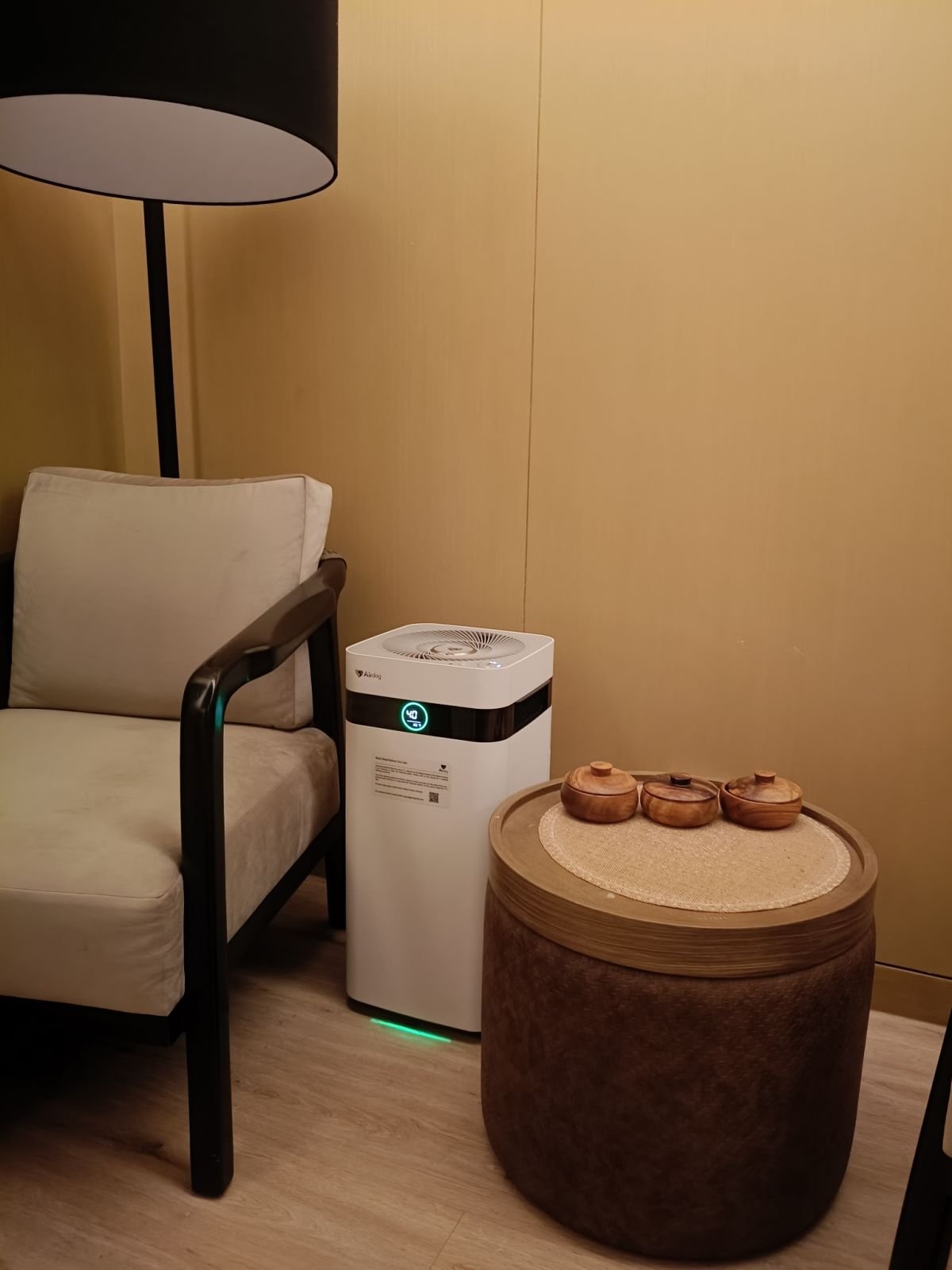 Airdog air purifier in a spa and wellness lounge